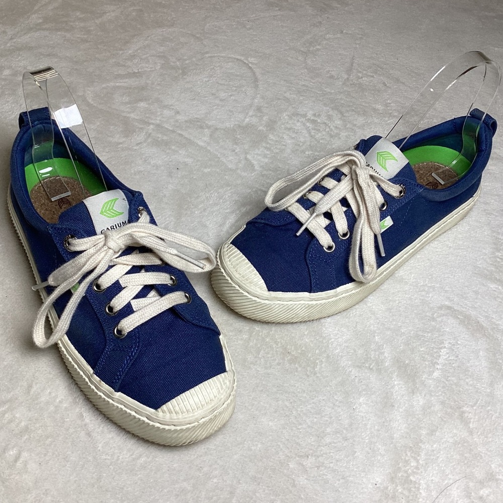 Cariuma OCA Low Blue Canvas Sneakers Women's 8‎ Men's 6.5 Organic Cotton Canvas